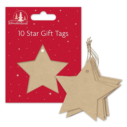 10 Christmas Kraft Star Gift Tags