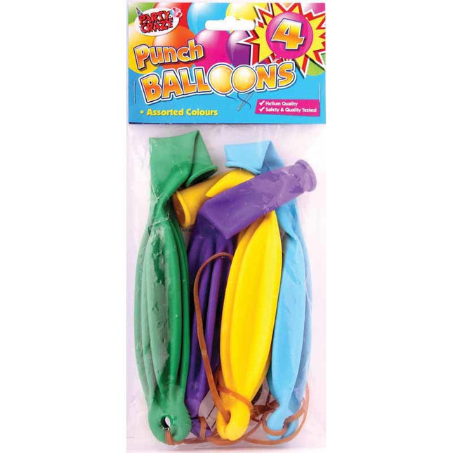 4 Coloured Punch Balloons