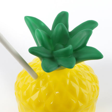 Plastic Pineapple Cup & Paper Straw