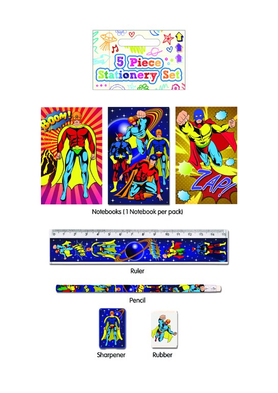 Super Hero 5 Piece Stationery Set