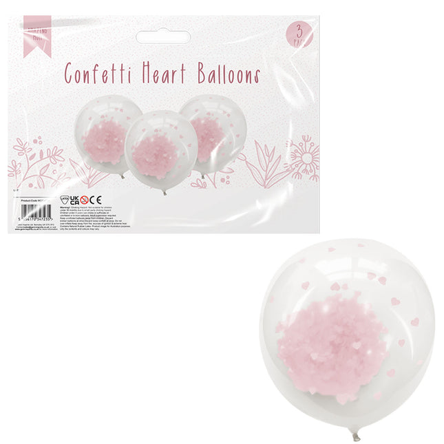 3 Mother's Day Confetti Heart Balloons