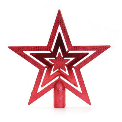 Red Christmas Star Glitter Tree Topper