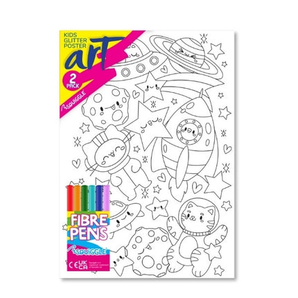 2 Kids A4 Glitter Art Posters