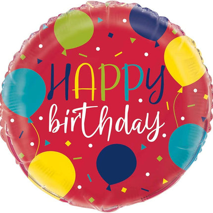 Happy Birthday Balloon Party 18" Round Foil Balloon
