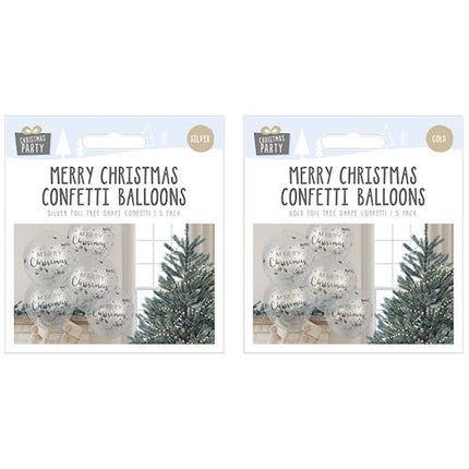 5 Merry Christmas Confetti Balloons