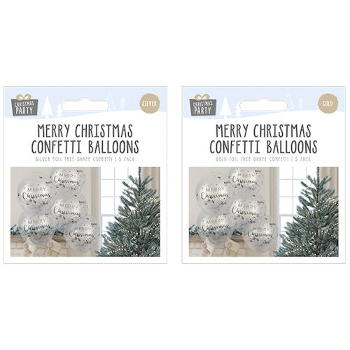 5 Merry Christmas Confetti Balloons