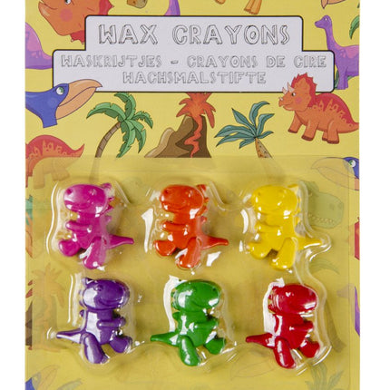 6 Dinosaur Shaped Wax Crayons