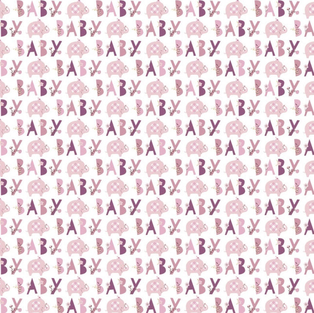 Pink Elephant Gift Wrap Roll 30" x 5ft