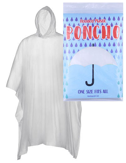 Disposable Clear Plastic Hooded Poncho