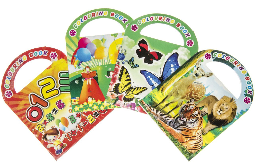 6 Assorted Sticker & Colouring Books With Handles