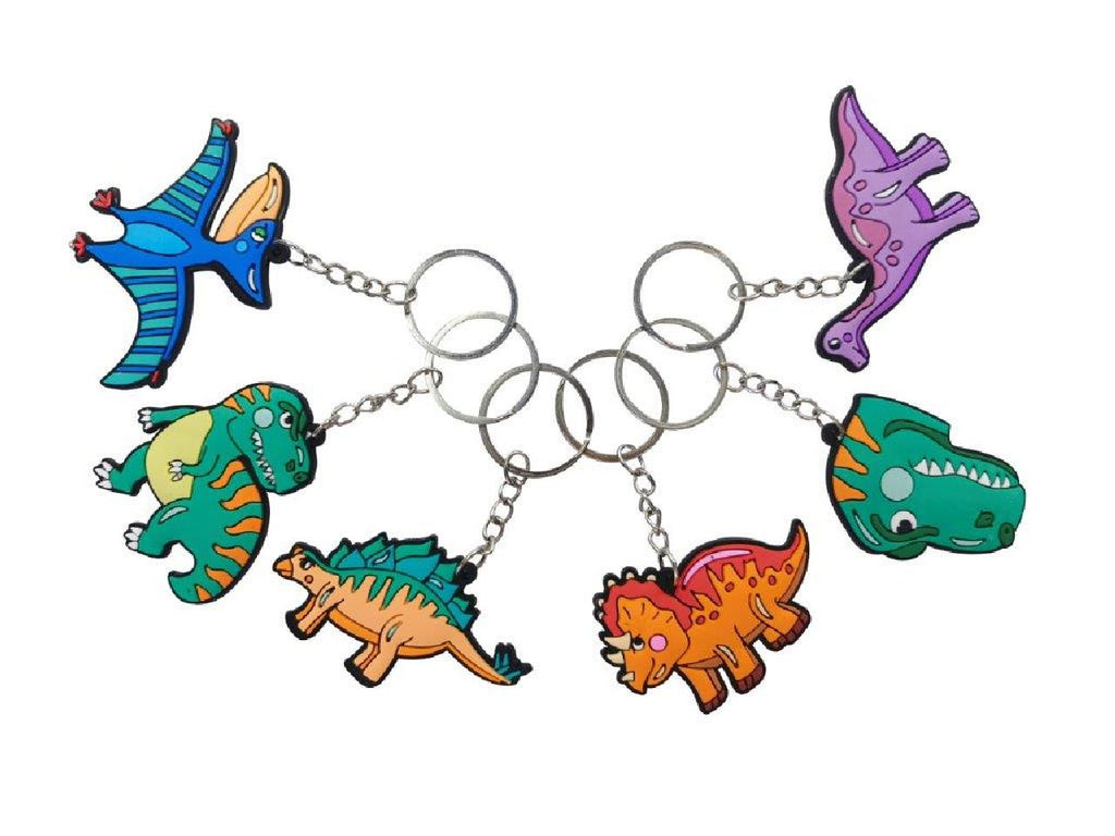 6 Dinosaur Keychains