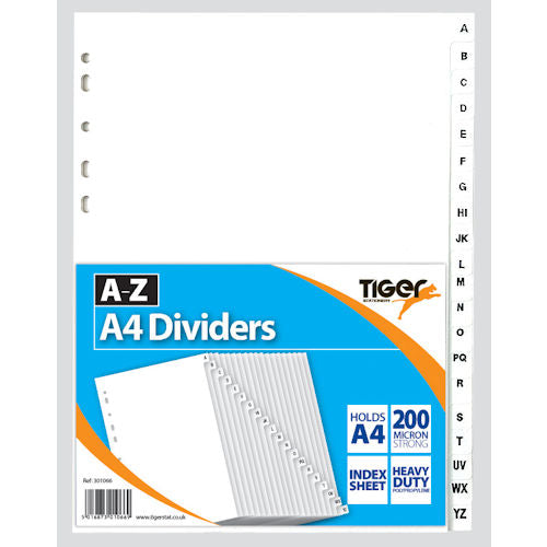 A4 White A-Z Dividers