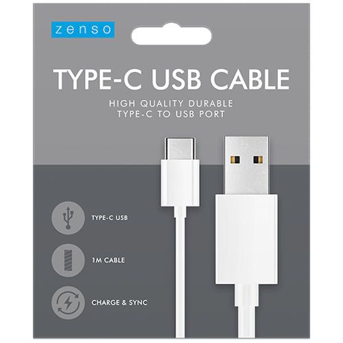 White 1M Type-C To USB White Cable