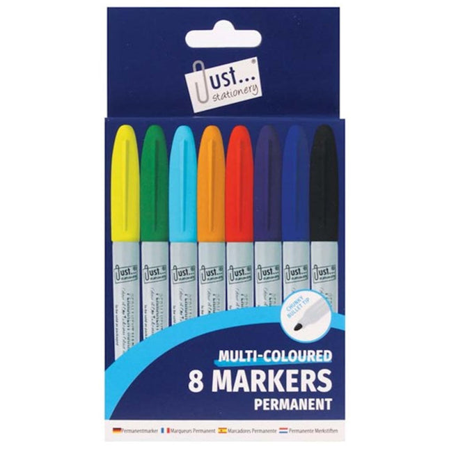 8 Multi-Coloured Permanent Markers