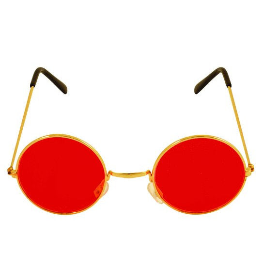 Adult Gold Framed Glasses & Red Lenses