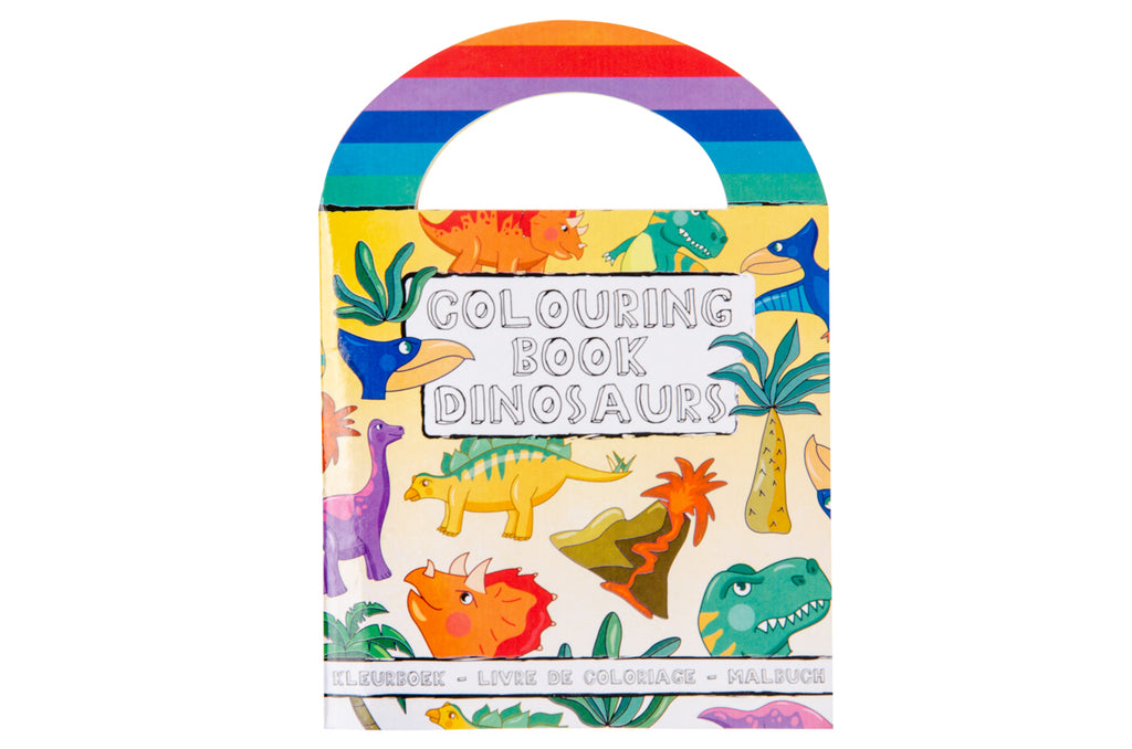 6 Dinosaur Sticker & Colouring Books With Handles