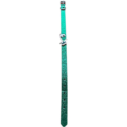 Glitter Dog Collar With Crown - Green