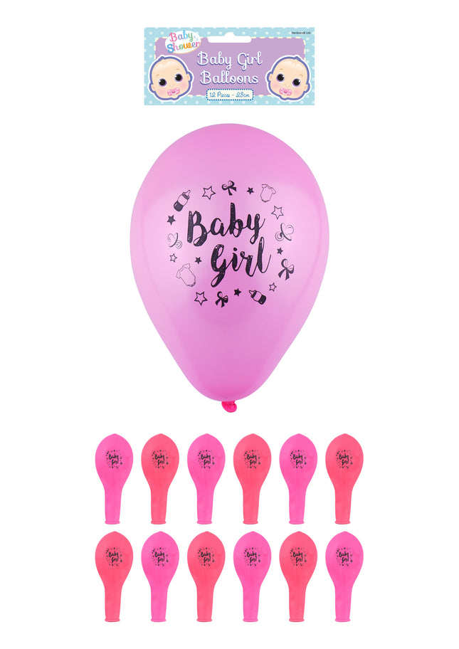 12 Baby Girl Balloons