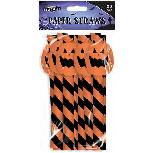20 Halloween Pumpkin Paper Straws