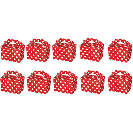 10 Red Polka Dot Boxes