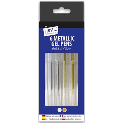 6 Silver & Gold Gel Pens