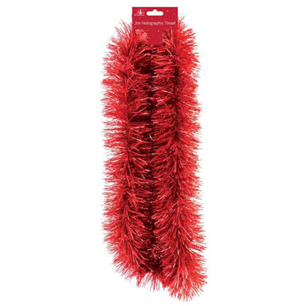 Luxury Red Holographic 2m Christmas Tinsel