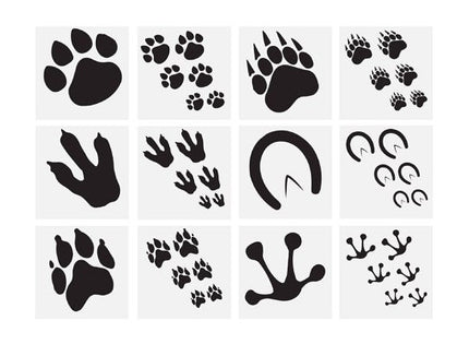 72 Animal Paw Print Temporary Tattoos