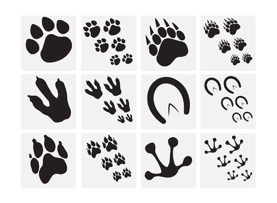 72 Animal Paw Print Temporary Tattoos