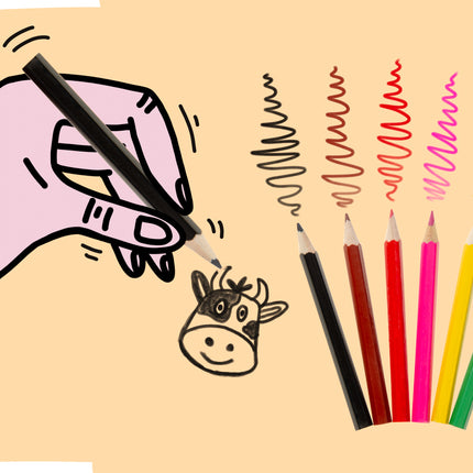 6 Farm Animal Halfsize Colouring Pencils
