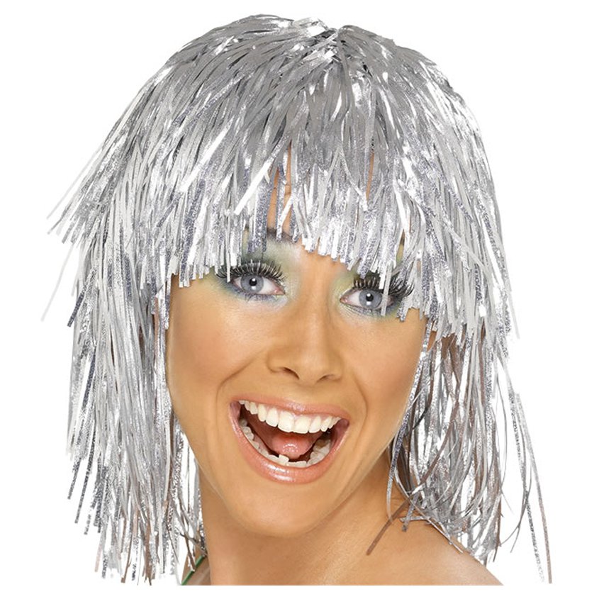 6 Assorted Colour Tinsel Wigs