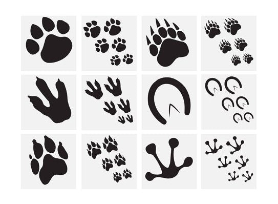12 Animal Paw Print Temporary Tattoos