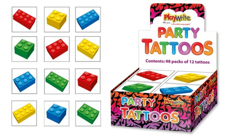 12 Brick Temporary Tattoos