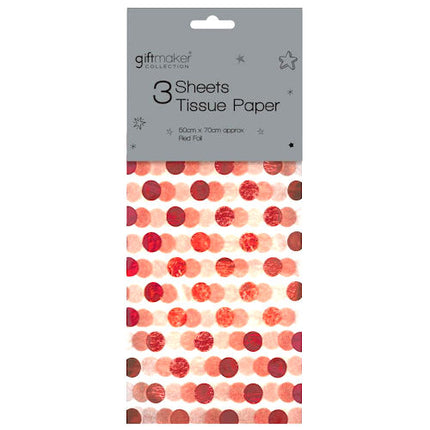 Tissue Paper Red Foil Spot
