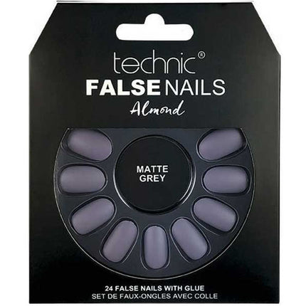 Almond Matte Grey False Nails