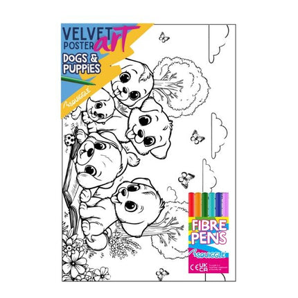 Dogs & Puppies Velvet Poster Art & Fibre Pens