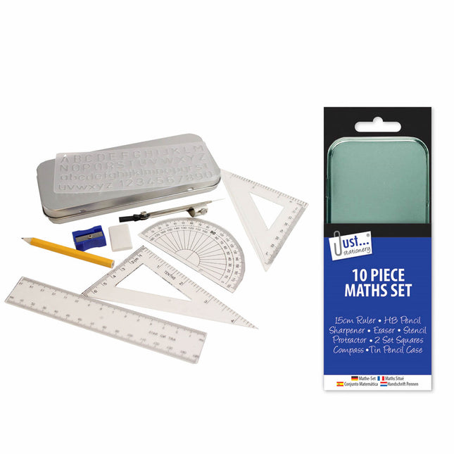 10 Piece Metal Tin Maths Set