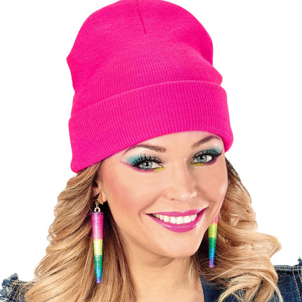 Wool Look Neon Pink Beanie