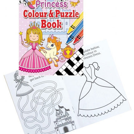 6 Princess Colour & Puzzle Books