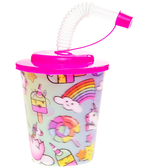 Unicorn Reusable Plastic 3D Cup & Straw