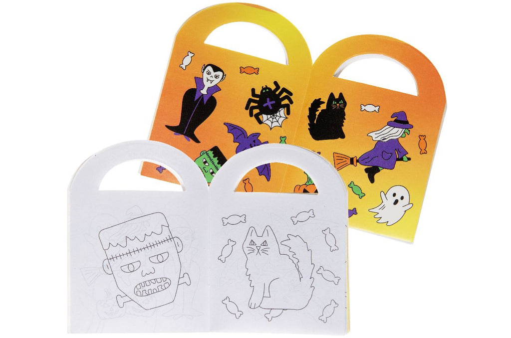 6 Halloween Sticker & Colouring Books With Handles