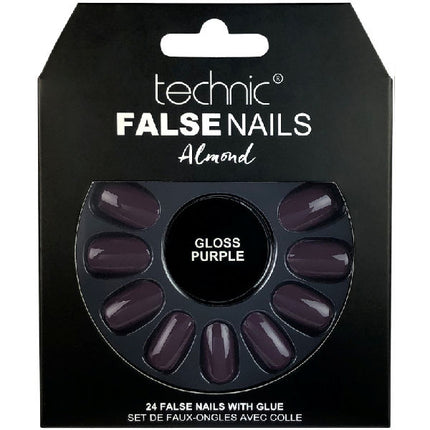 Almond Gloss Purple False Nails