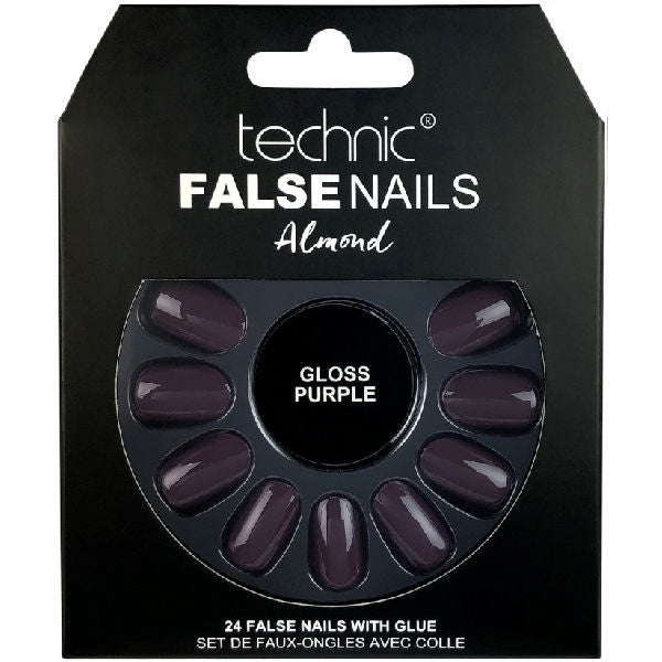 Almond Gloss Purple False Nails
