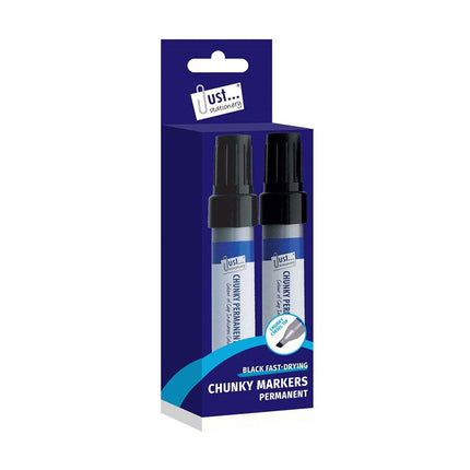 2 Black Jumbo Permanent Marker Pens (Pack)