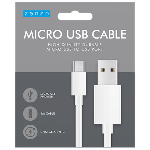 White 1M Micro To USB White Cable