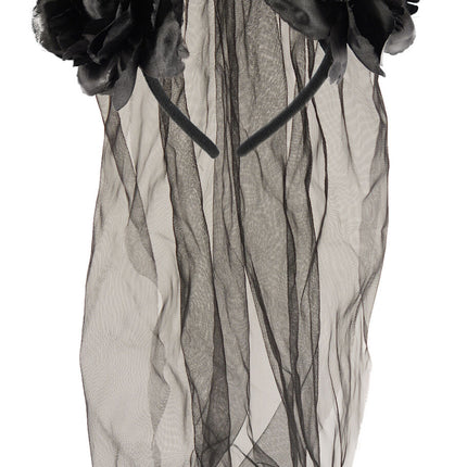 Black Flower Headband With Veil