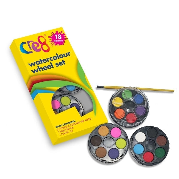 18 Colour Watercolour Wheel Paint Set