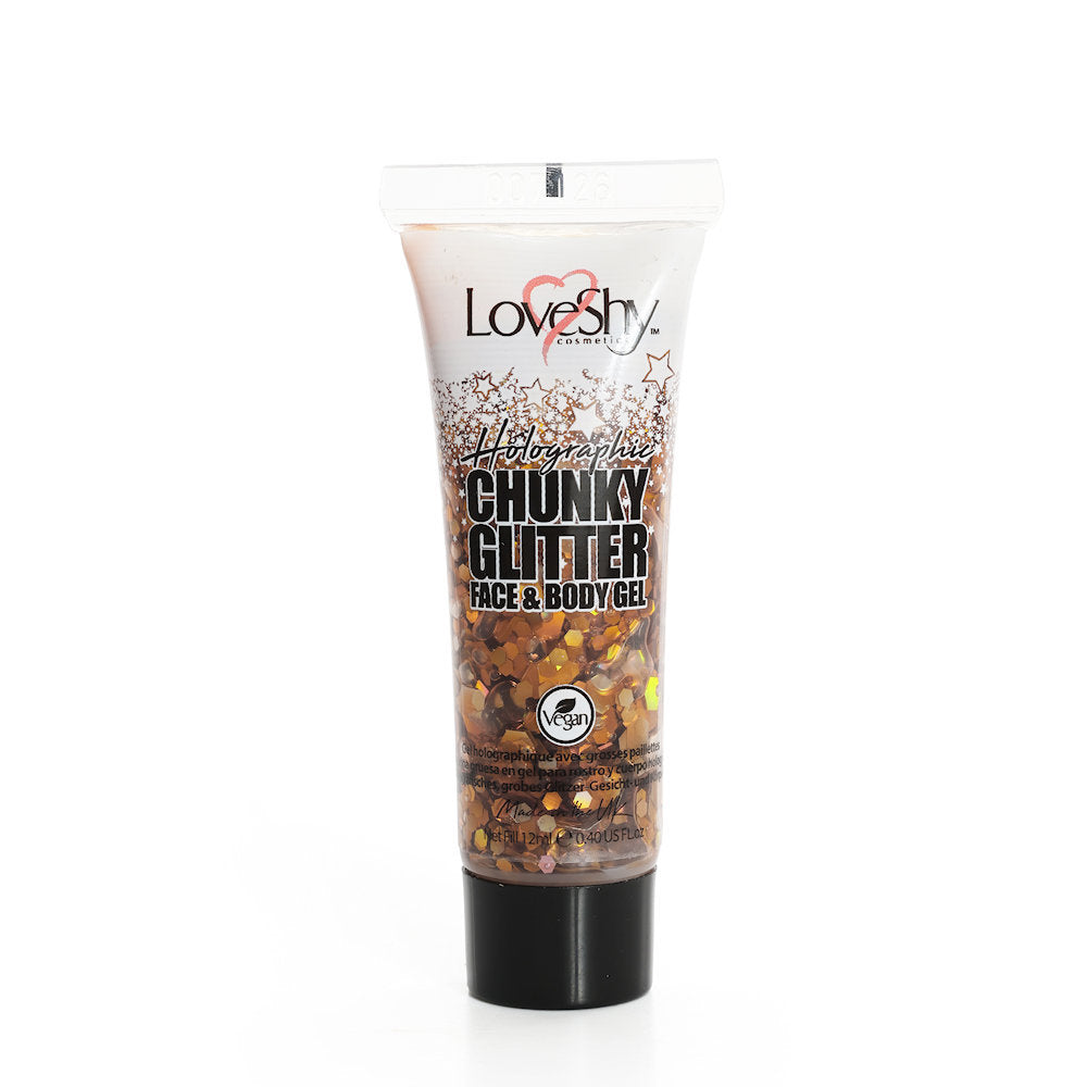 LoveShy Rose Gold Holographic Chunky Glitter Face & Body Gel