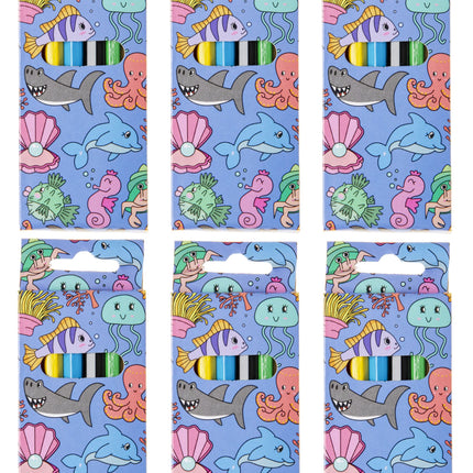 6 Sea Animal Halfsize Colouring Pencils