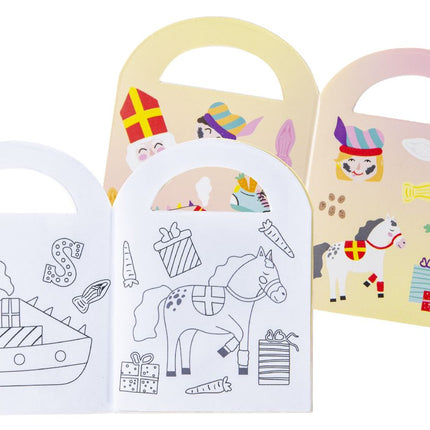 6 Sinterklass Sticker & Colouring Books With Handles