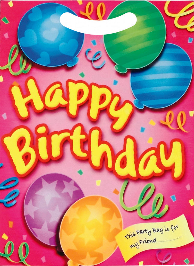 100 Pink Happy Birthday Empty Party Bags